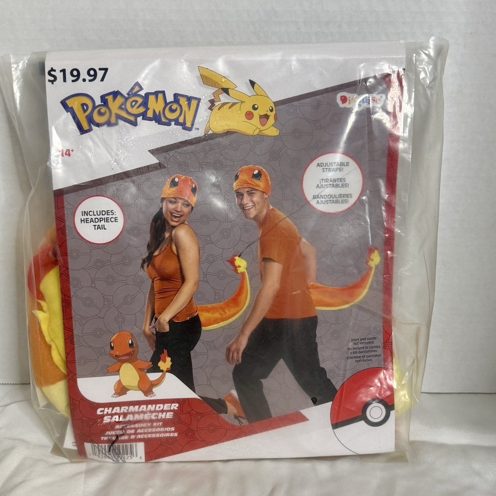 Charmander Adult Costume Accessory Kit NEW Pokemon Headpiece Tail Halloween